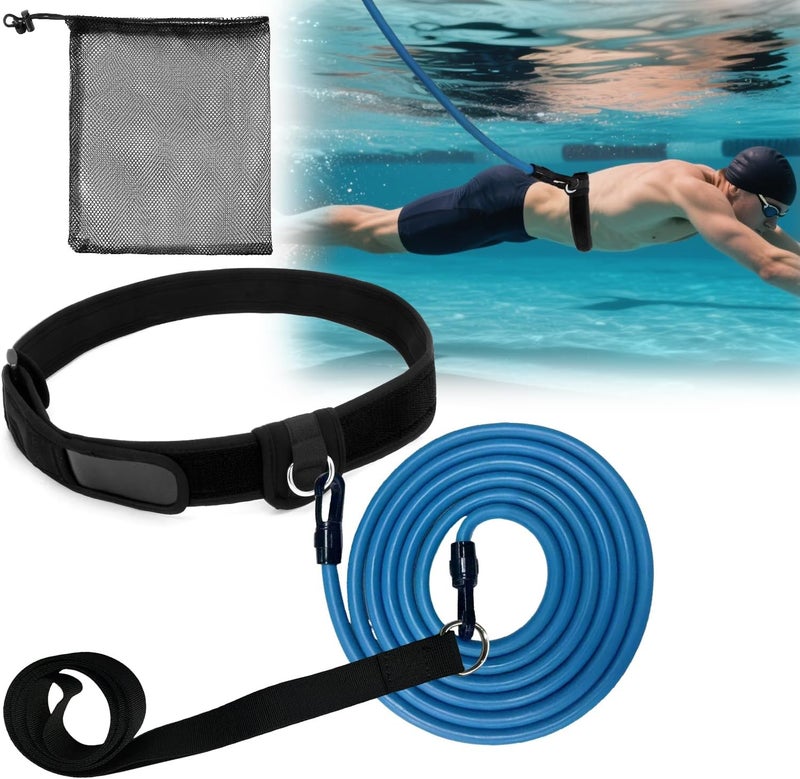 WONEWTH Swim Tether Resistance Belt Stationary Swimming, Pool Swim Bungee Training Belt, Swim Trainer Harness Belts for Adults Exercise - Image 1
